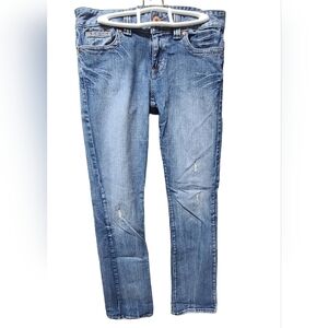 GUESS Womens Light Blue Boot Cut Distressed Denim Jeans 29